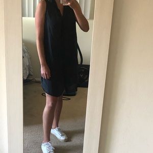 CP Shades black Mara cotton silk button down dress